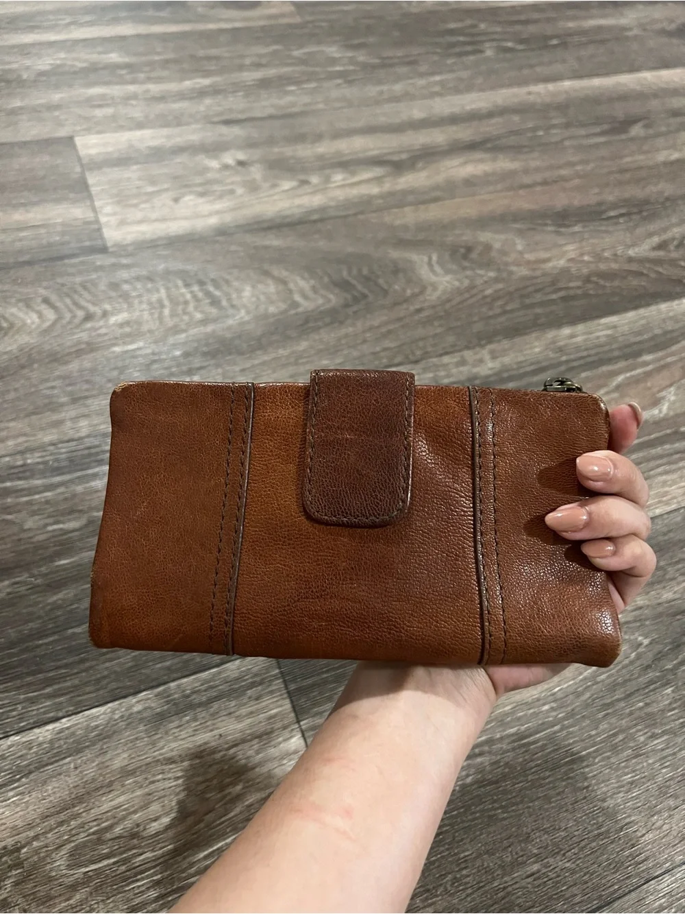 Fossil Emory Espresso Brown Vintage Leather Zip Wallet Clutch